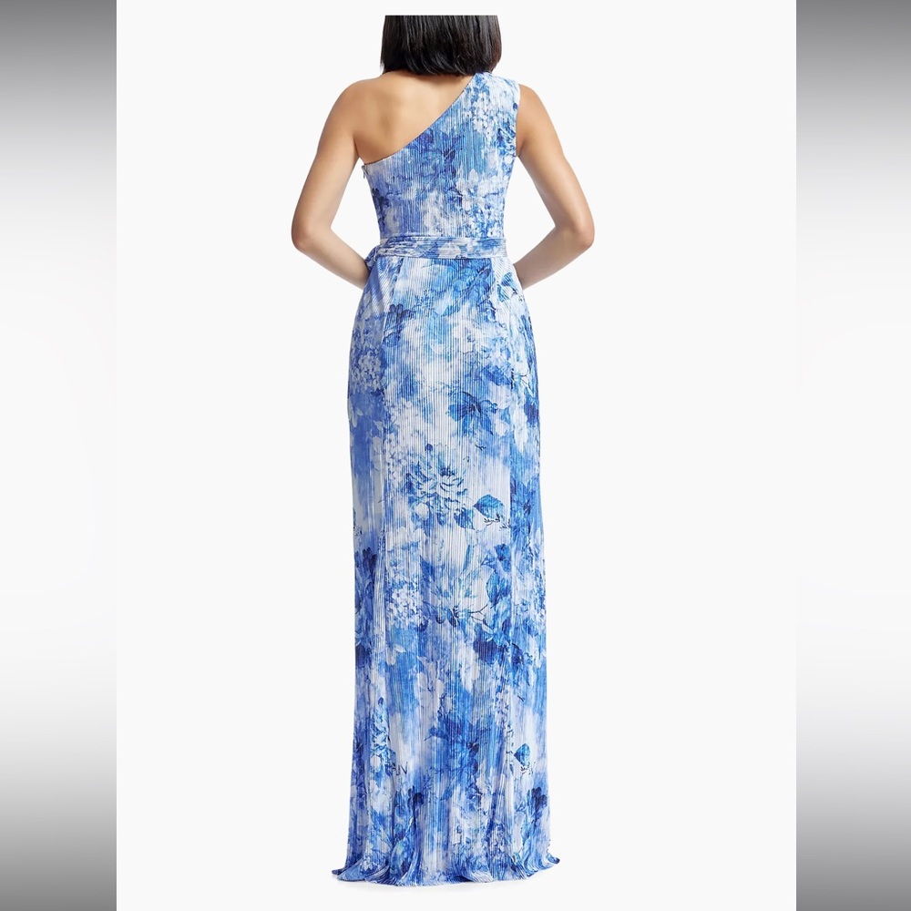 Dress the Population Bella Floral Plissé One-Shoulder Body-Con Maxi Dress Small - Picture 2 of 4